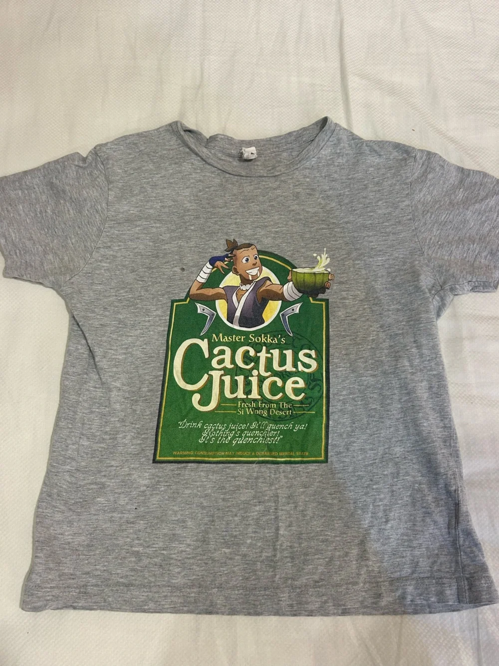 Gray T-Shirt with Sokka’s Cactus Juice Avatar the Last Airbender Graphic